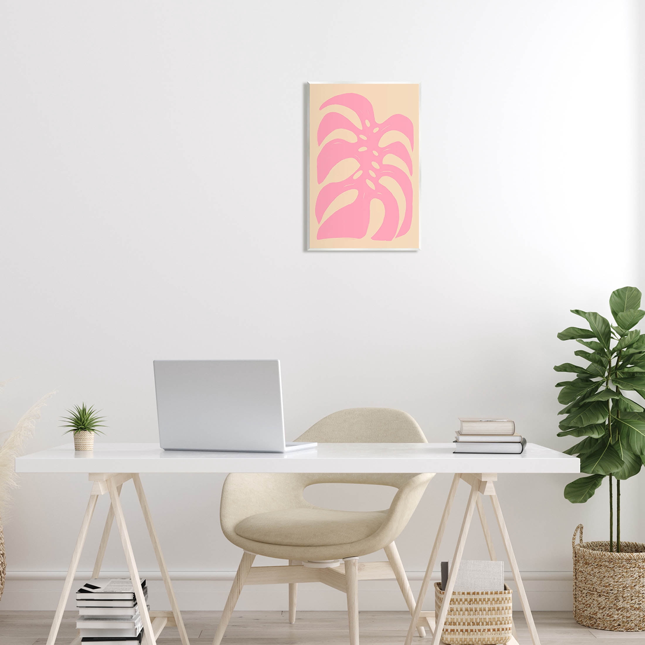 Stupell Industries Pink Tropical Leaf Shape Graphic Art Unframed Art Print Wall Art, Design by Birgit Maria Kiennast