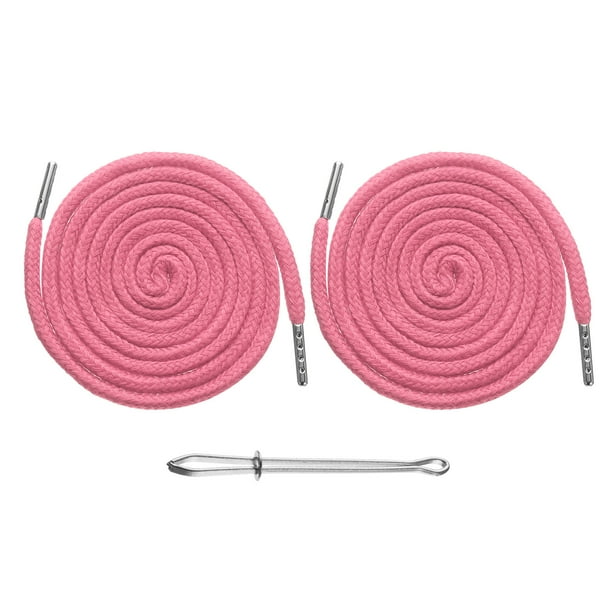 Uxcell 2pcs Cuerdas de Cordón 51" Reemplazo de Cordón de Sudadera con Enhebrador para Sudaderas, Pantalones, Gorras, Rosa