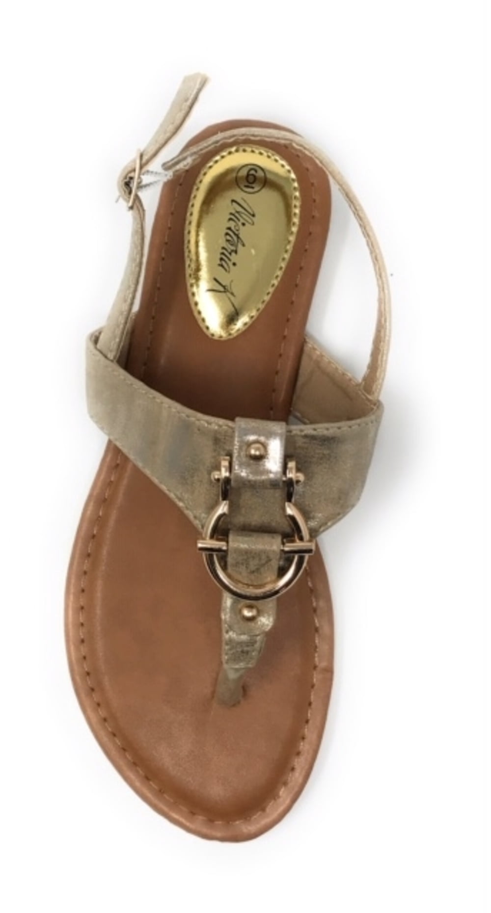 Victoria K Women's Gold Buckle Metallic Sandals