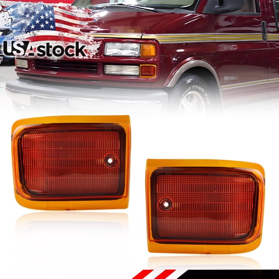 2PCS Amber Lens Front Bumper Lower Turn Signal Lights Side Marker Light Turn Warning Lights Corner Light Cover For 1996 1997 1998 1999 2000 2001 2002 Chevry Express 1500 2500 3500 Van No Bulb/Socket