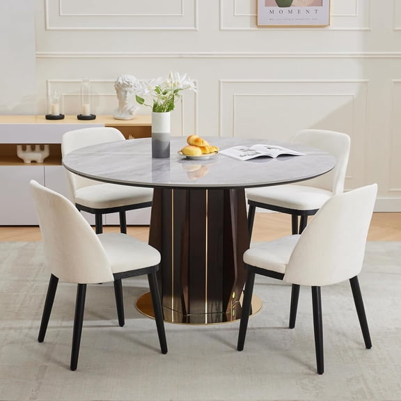 Upholstered Dining Chairs Set of 4, Modern Kitchen Chairs with Thick Cushions, Dining Room Chair with Wood Legs for Dining Room Kitchen Restaurant, Beige