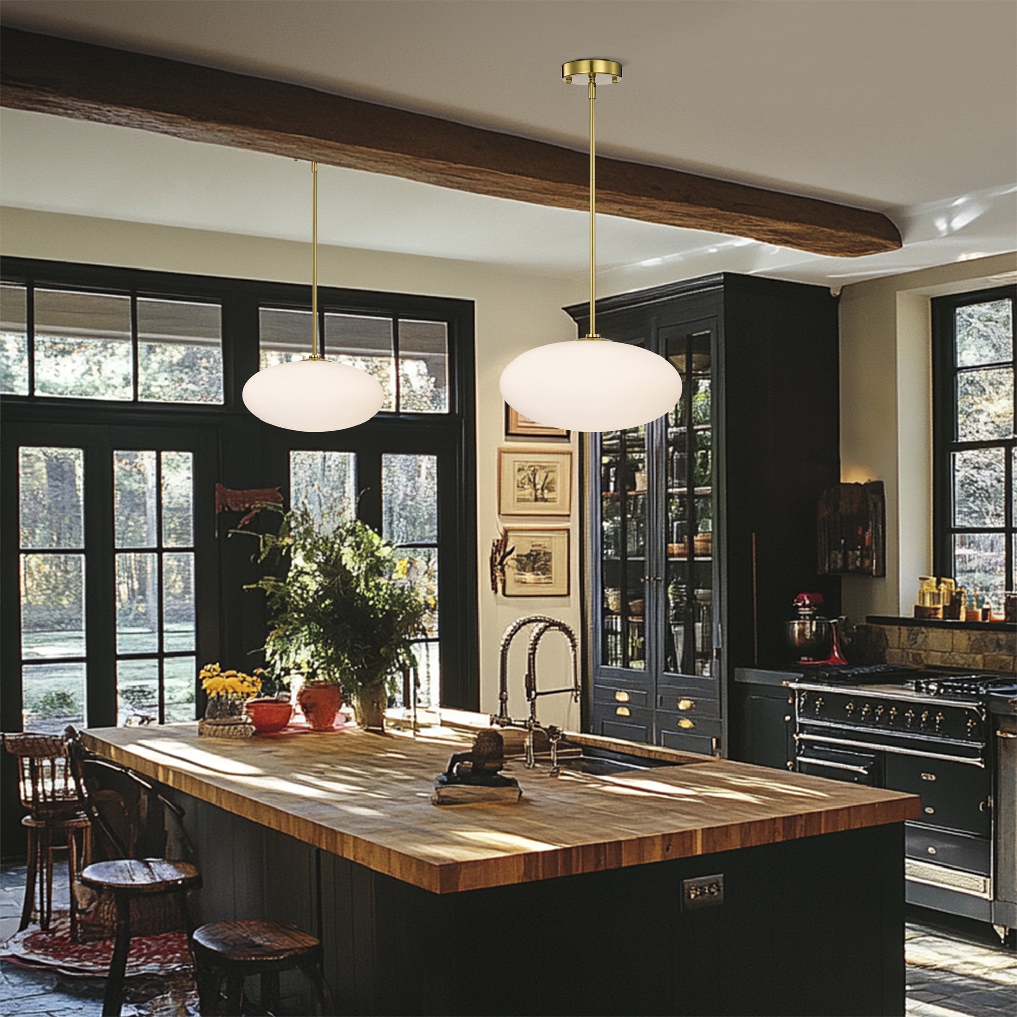 Livia 13.8 in. 1-Light Indoor Brass Finish Pendant Light