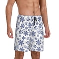 thumbnail image 2 of Naloa Dark Blue Snowflakes Men's Short Pajama Pants, Pj Shorts, Lounge Comfort Shorts-Medium, 2 of 6