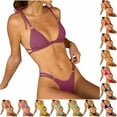 thumbnail image 3 of Jacenvly 2024 Bikinis for Juniors 2 Piece Comfortable Women's Solid Color Swimwear Two-Piece Slim Swimsuit Bikini Straped Swimsuits Multicolor Fashion Beach Bikini Wrap Army Green, 3 of 7