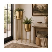 CosmoLiving by Cosmopolitan 39, 46H Tall Dome Gold Metal Planter with Removable Stand (2 Count)