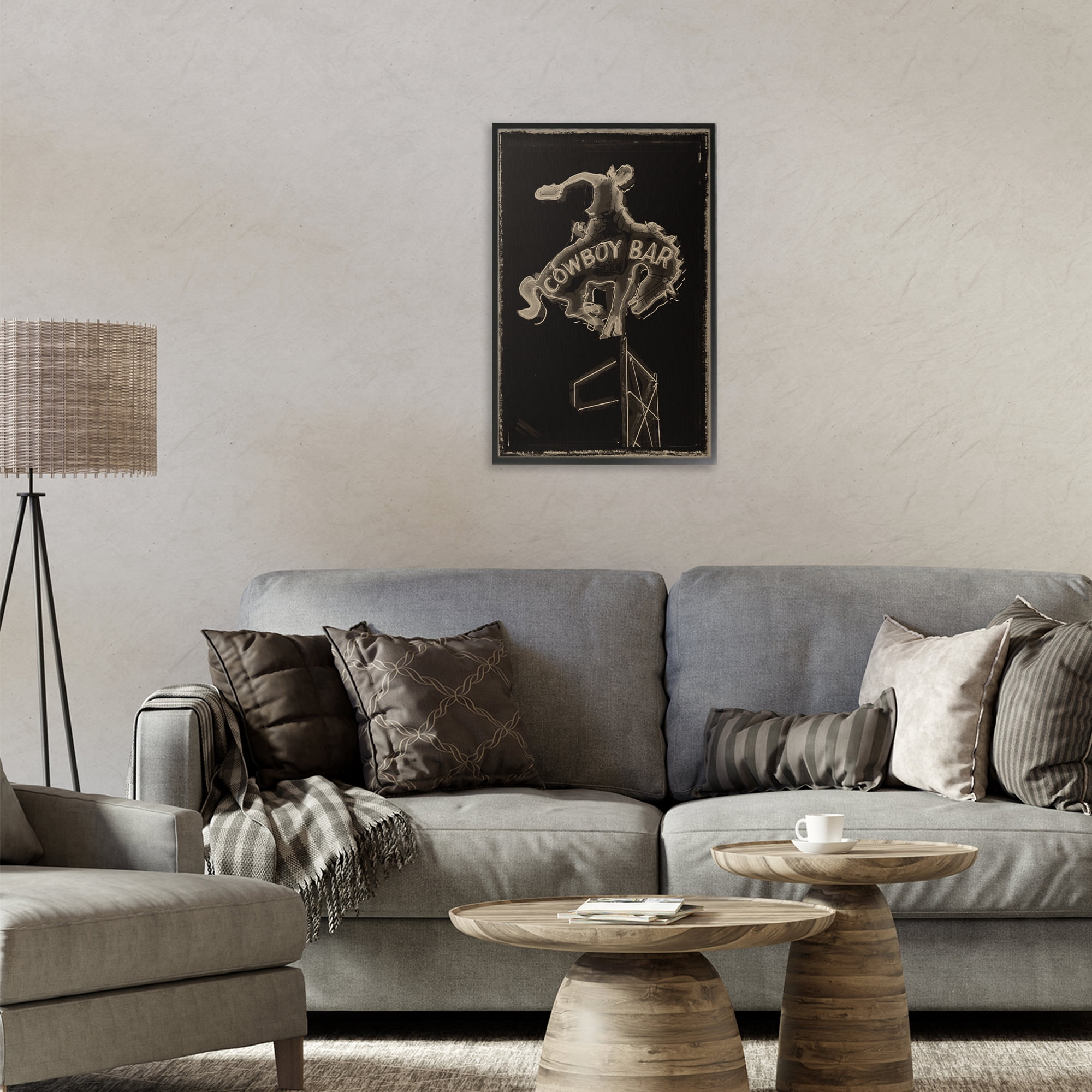 Stupell Industries Cowboy Bar on Black Black Framed Giclee Art, design by Grotto Studios