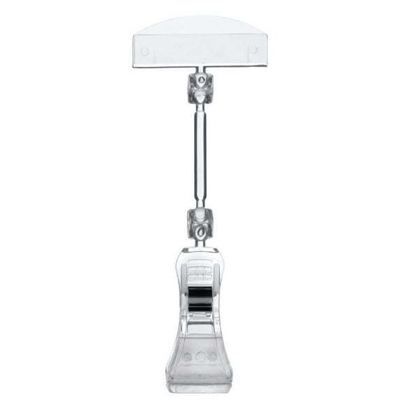 HUBERT® Clip On Signholder Clear Plastic Extended Height - 6"H