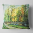 thumbnail image 2 of Designart Bridge in Colorful Forest - Landscape Painting Throw Pillow - 16x16, 2 of 5