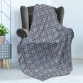 thumbnail image 4 of Geometric Soft Flannel Fleece Blanket, Ornamental Abstraction of Shapes Antique Victorian Design Ogee and Stars, Cozy Plush for Indoor and Outdoor Use, 50" x 60", Beige and Navy Blue, by Ambesonne, 4 of 5