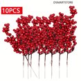 thumbnail image 1 of Bayas artificiales para decoración navideña, ramas de bayas rojas para árbol de Navidad, adornos para mesa del hogar, corona de frutos rojos, bricolaje, 1 of 5