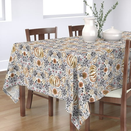 

Cotton Sateen Tablecloth 70 Square - Gothic Sunflower Watercolor Witches Vegetables Pumpkins Print Custom Table Linens by Spoonflower
