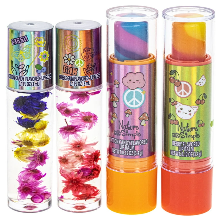 Nature So Simple, 4 Pack, Floral Lip Glosses Set, Made from Non