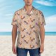 thumbnail image 2 of Balery Roosters In Floral Camisas hawaianas de manga corta para hombre, camisas playeras de corte holgado, camisas de vacaciones con botones,X-Large, 2 of 7