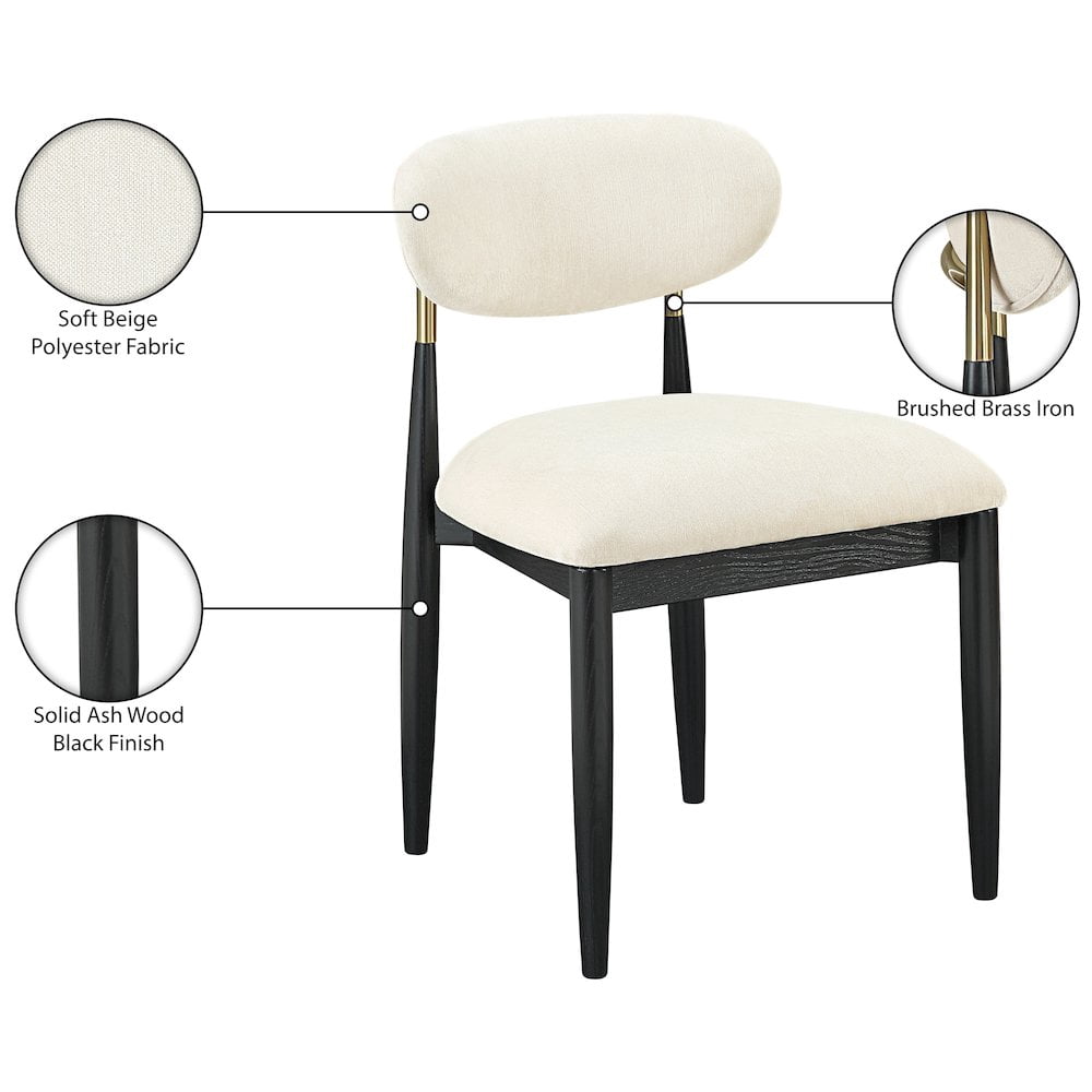 Meridian Furniture Riccio Cream Performance Fabric Dining Side Chair (Set of 2)