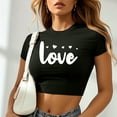 thumbnail image 2 of Plebaso T-Shirts Graphiques Courts pour Femmes Manches Courtes Imprimé Slim Col Rond T-Shirts d'Été Décontractés pour Femmes, 2 of 5