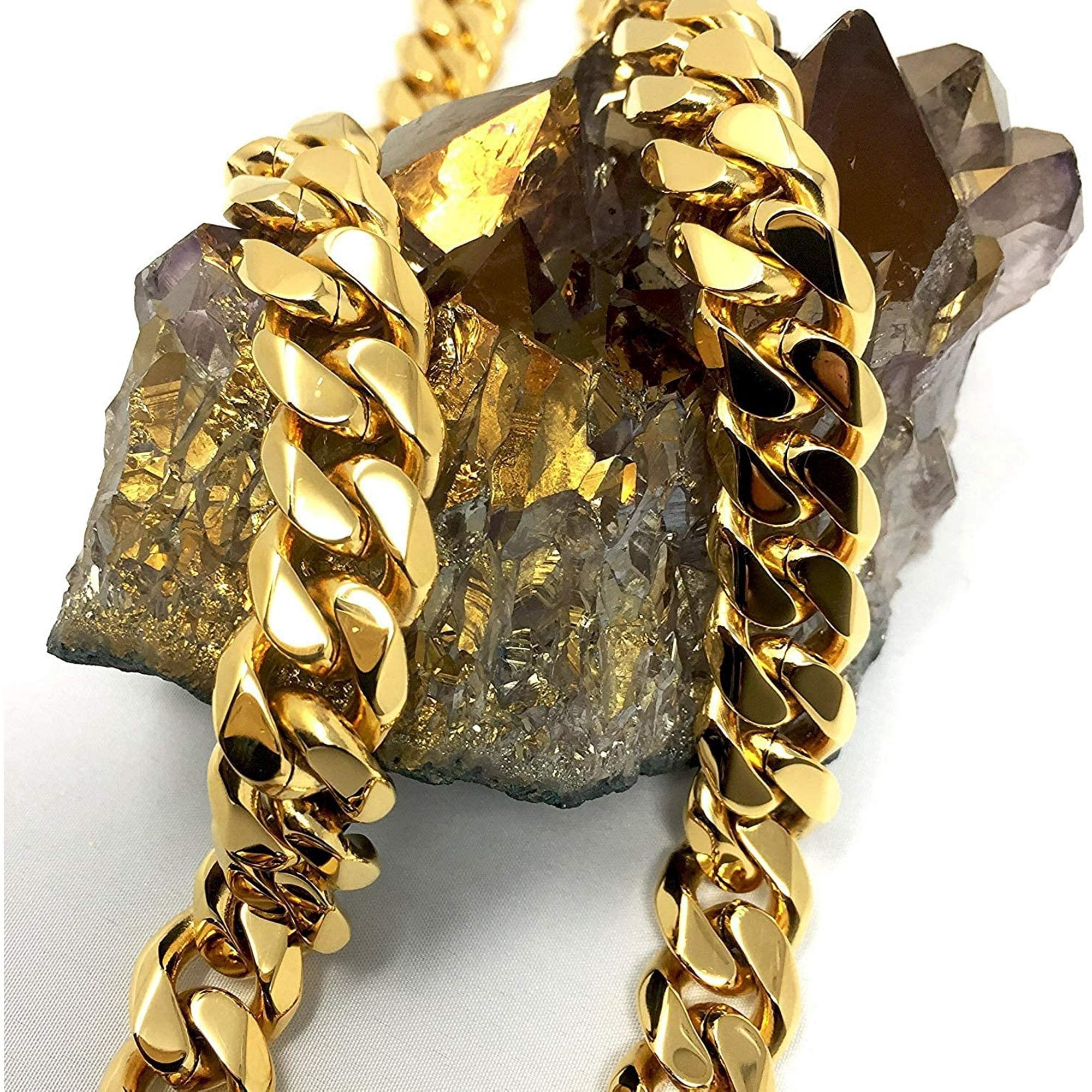 11MM 14K Gold Filled Cuban link chain necklace for men and women Hip hop Miami cuban link Fashion Jewelry Diamond Cut Heavy, 22 inch