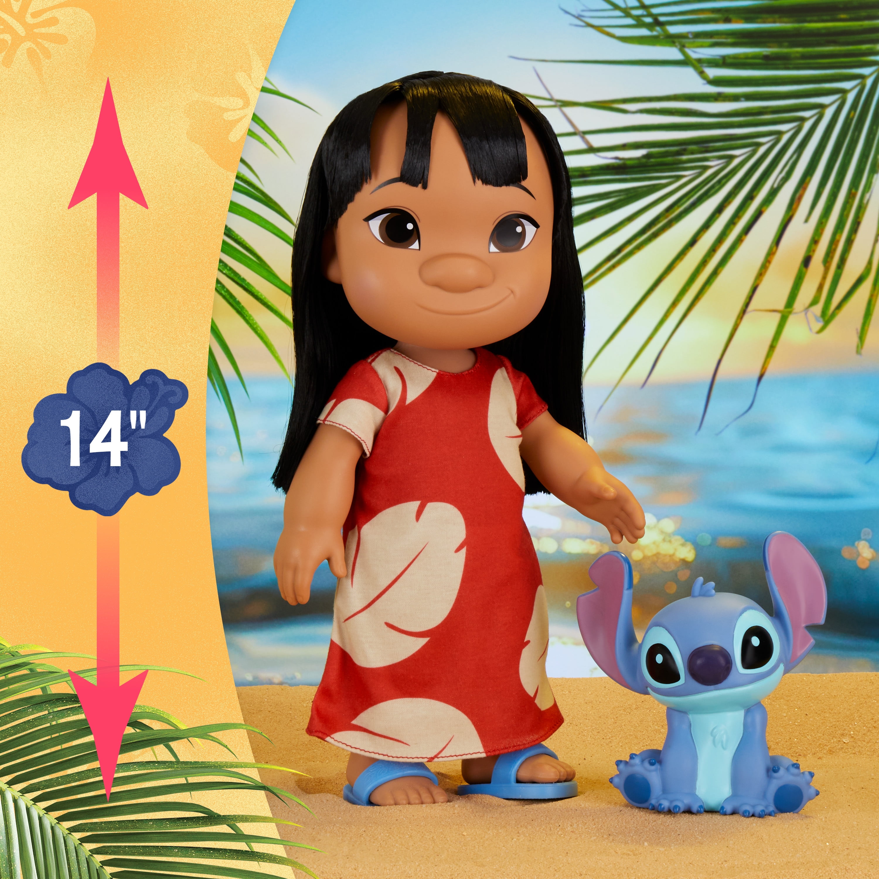 Disney Lilo & Stitch 14-inch Poseable Lilo Doll with 5-inch Stitch Figure, Collectible Toys, Toy for Fans, Girls, Boys, Kids, Ages 3 and up
