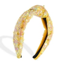 Vocoste Sequin Headband for Women Rainbow Knotted Hair Bands Accessories Sparkly Girls Headbands Yellow