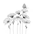 thumbnail image 3 of Daisy Duvet Cover Set Twin Size, Sketch Style Composition of Flowers and Butterfly Monochrome Flora and Fauna, Decorative 2 Piece Bedding Set with 1 Pillow Sham, Black and White, by Ambesonne, 3 of 3