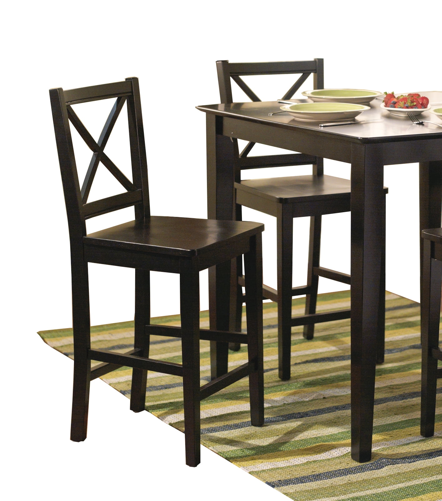 Virginia Cross-Back Counter Stools 24", Set of 2, Black