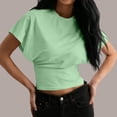 thumbnail image 2 of Women Tshirts Ladies Lightweight Short Sleeve Tee Soft Blend Classic Crew Neck Relaxed Fit Light Green XXXXL, 2 of 7