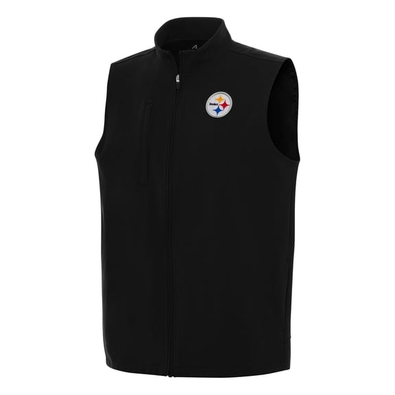 Men's Antigua  Black Pittsburgh Steelers Regard Full-Zip Vest