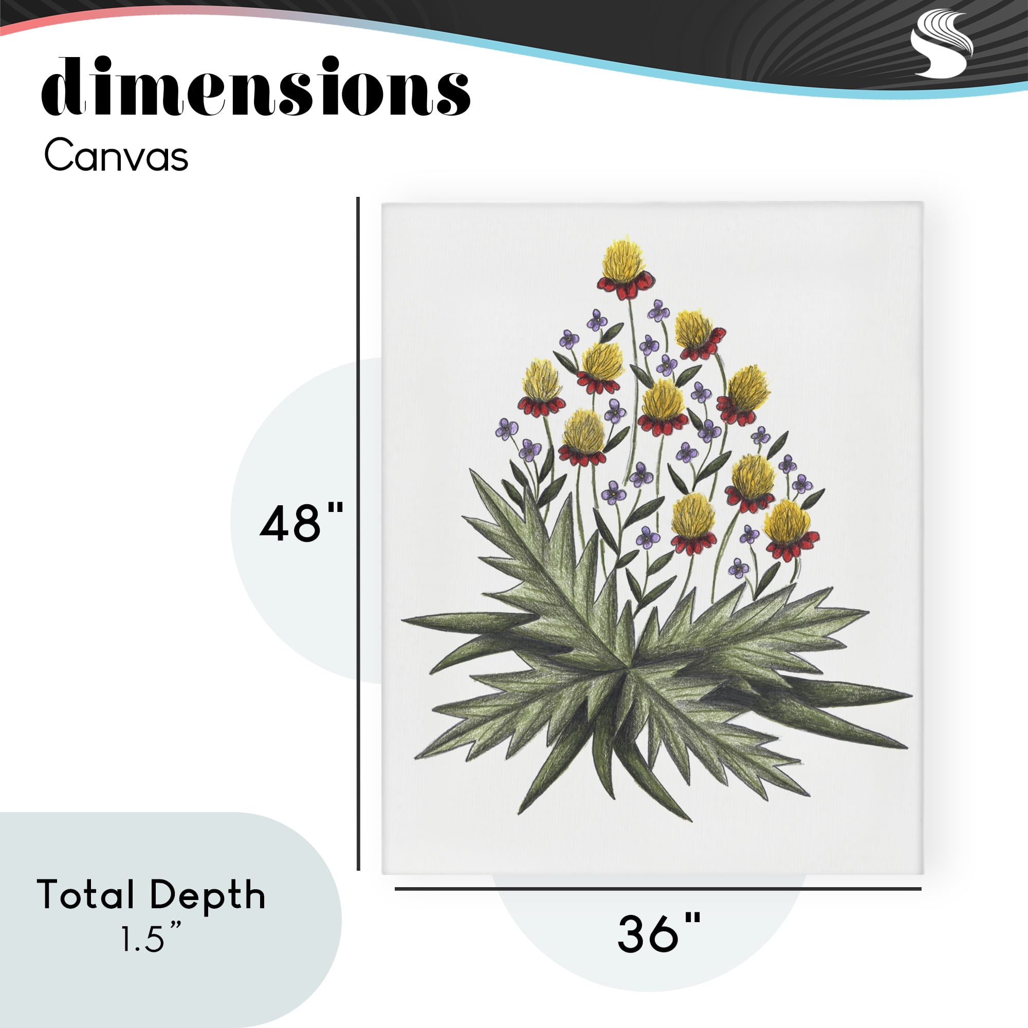 Yellow Leafy Wild Flowers Canvas Wall Art, design by Cecilia Battaini