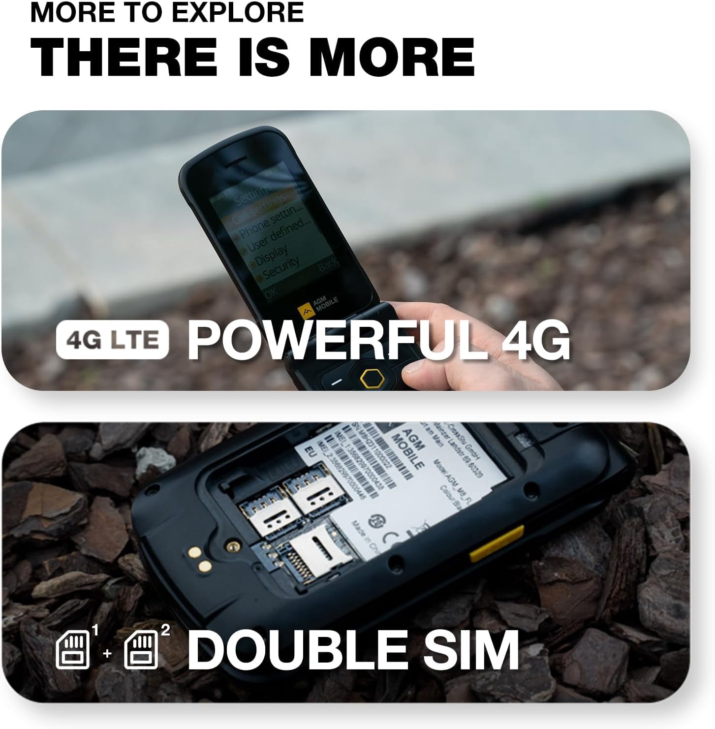 AGM M8 Rugged Basic Flip Phone, 4G Feature Cell Phone, Simple Mobile Phones, Waterproof | Drop-Proof, SOS Side Key, 104dB Powerful Speaker, Large Keypad&Fonts, Dual SIM