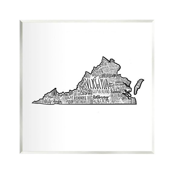 Stupell Industries Virginia Typography Cities Graphic Art Unframed Art Print Wall Art, Design by The Saturday Evening Post