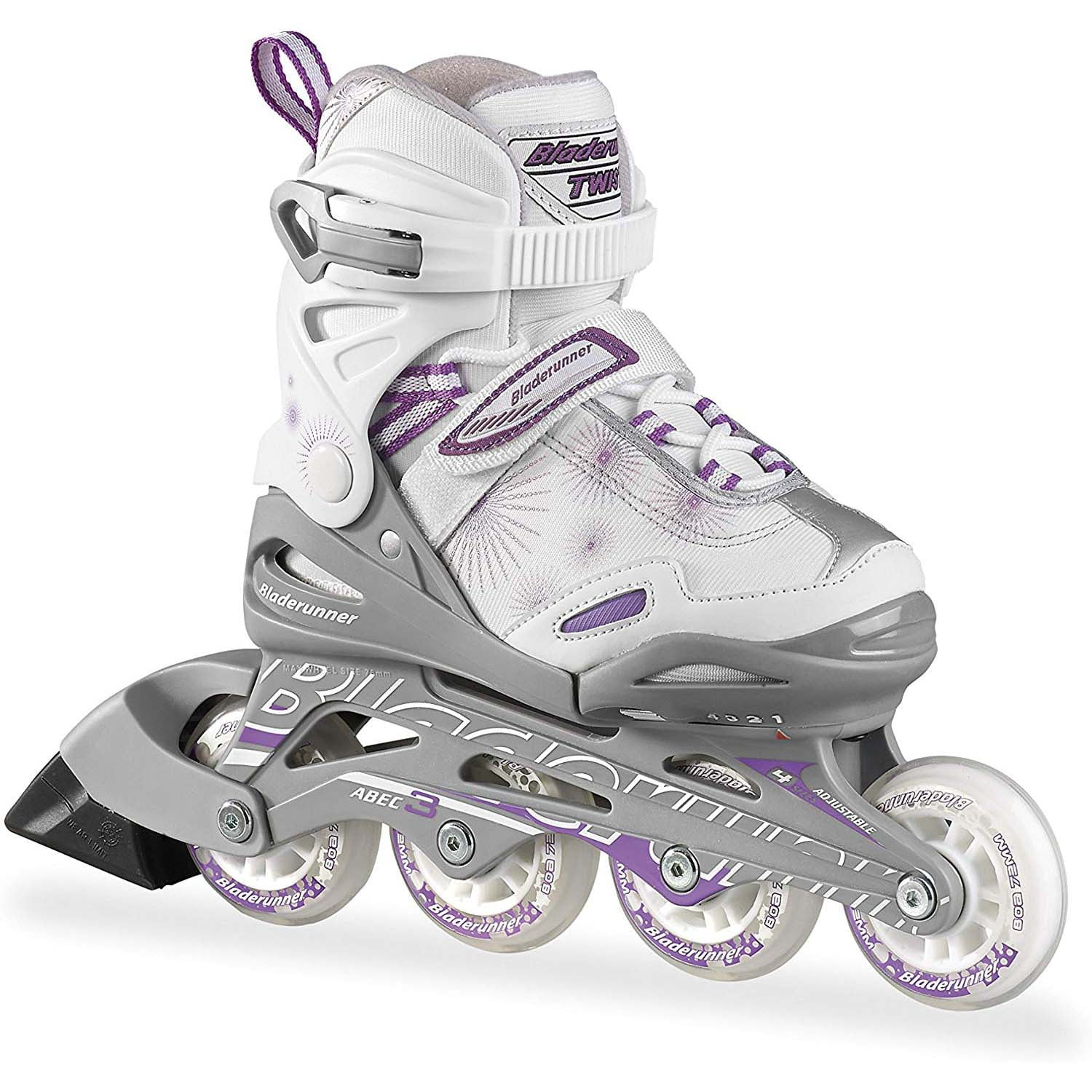 Bladerunner Twist Girls Adjustable Kids Junior Inline Skates, Silver & Purple