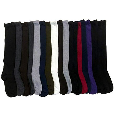 18 Pairs Solid Knee High Socks for Women, Boot Sock, Colorful, Soft