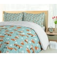 thumbnail image 5 of Ambesonne Fox Duvet Cover Sets, Wild Animal in Winter, 2-King, Seafoam Pale Vermilion, 5 of 7