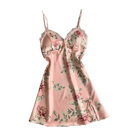 

MERSARIPHY Women Satin Silk Lace Up V Neck Suspender Dress Sleepwear