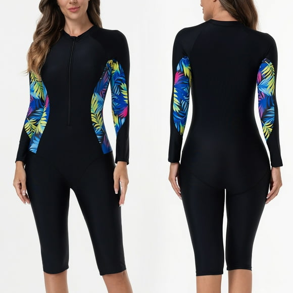 Ailaofu Combinaison Intégrale de Plongée sous-Marine Peau de Sport pour Femmes, une-Pièce à Manches Longues avec Fermeture Éclair Frontale, Combinaison de Plongée pour Surf, Natation, Snorkeling, Canotage