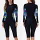 thumbnail image 1 of TaTaai Women's Long Sleeve Rash Guard Swimsuit, Printed Zipper Front Wetsuit with Mid Length Shorts, Sporty Swimwear for Surfing, Diving and Water Sports Gift, 1 of 9