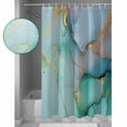 thumbnail image 3 of Marble Abstract Shower Curtain Set ，Waterproof Fabric Shower Curtains Modern Teal Green Gold Textured Stone Shower Curtains for Bathroom,Bathroom Decor 60"x72", 3 of 6