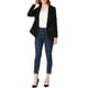 thumbnail image 2 of Blazer de ante sintético para mujer INSPIRE CHIC, con drapeado, cuello, mangas largas y abertura frontal, talla XS, color negro, 2 of 7