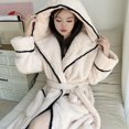 thumbnail image 1 of Bata con capucha para mujer, ropa de dormir con cinturón, ropa de noche de invierno, pijama, camisón de manga larga, ropa de casa de lana cálida, ropa japonesa, 1 of 4