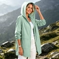 thumbnail image 3 of Womens Waterproof Raincoat Lightweight Rain Jacket Trench Coat Hooded Breathable Windbreaker With Pockets for Outdoor Hiking, 3 of 9