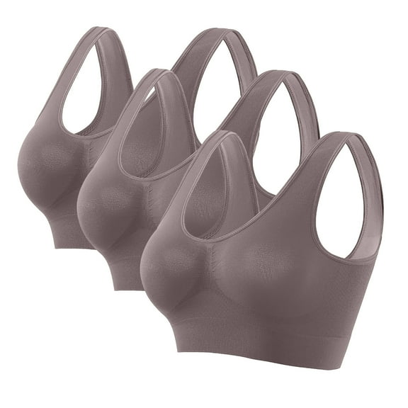 Kmdttou Women's Racerback Plus Size Sports Fitness Support Seamless Plus Size Sports Bra Wirefree Yoga Bra With Removable Pads (Size:S-5XL)