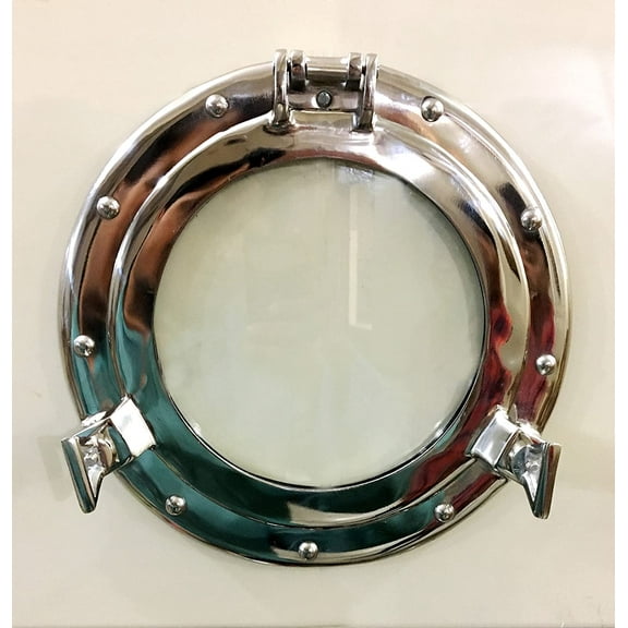 Marine Nautical Store 11.5" Nickel Plated Aluminum Porthole-Window Ship Round Glass Wall Decor Porthole