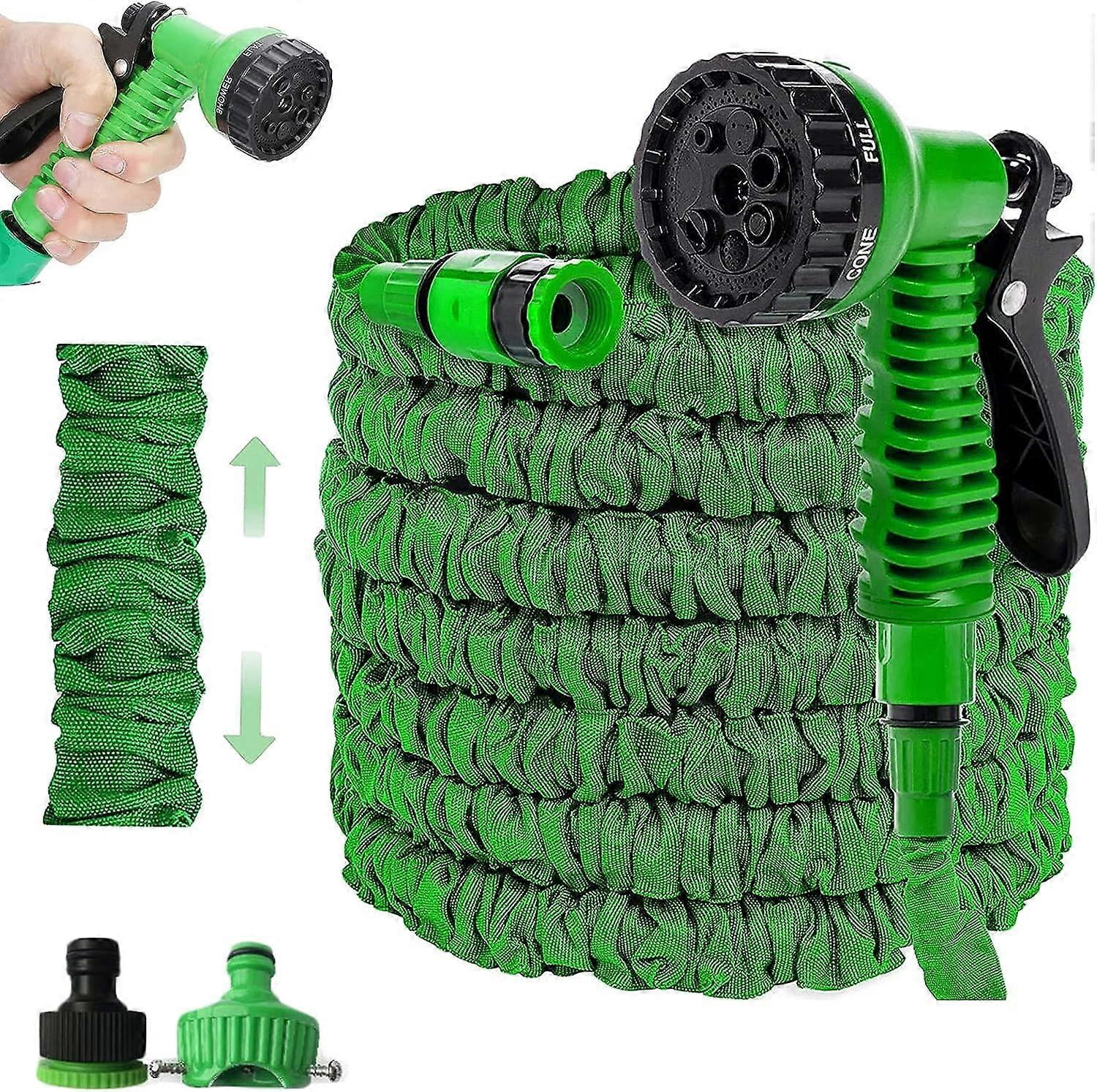 Flexible Garden Hose, Expandable Green, Multifunctional Retractable (25FT: 7.5M, Green)