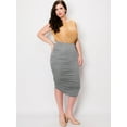thumbnail image 5 of Made by Johnny Women's Slim fit Bodycon Party Club Night Out Elegant Ruched High Waist Long Pencil Skirt with Side Shirring L HDG, 5 of 6