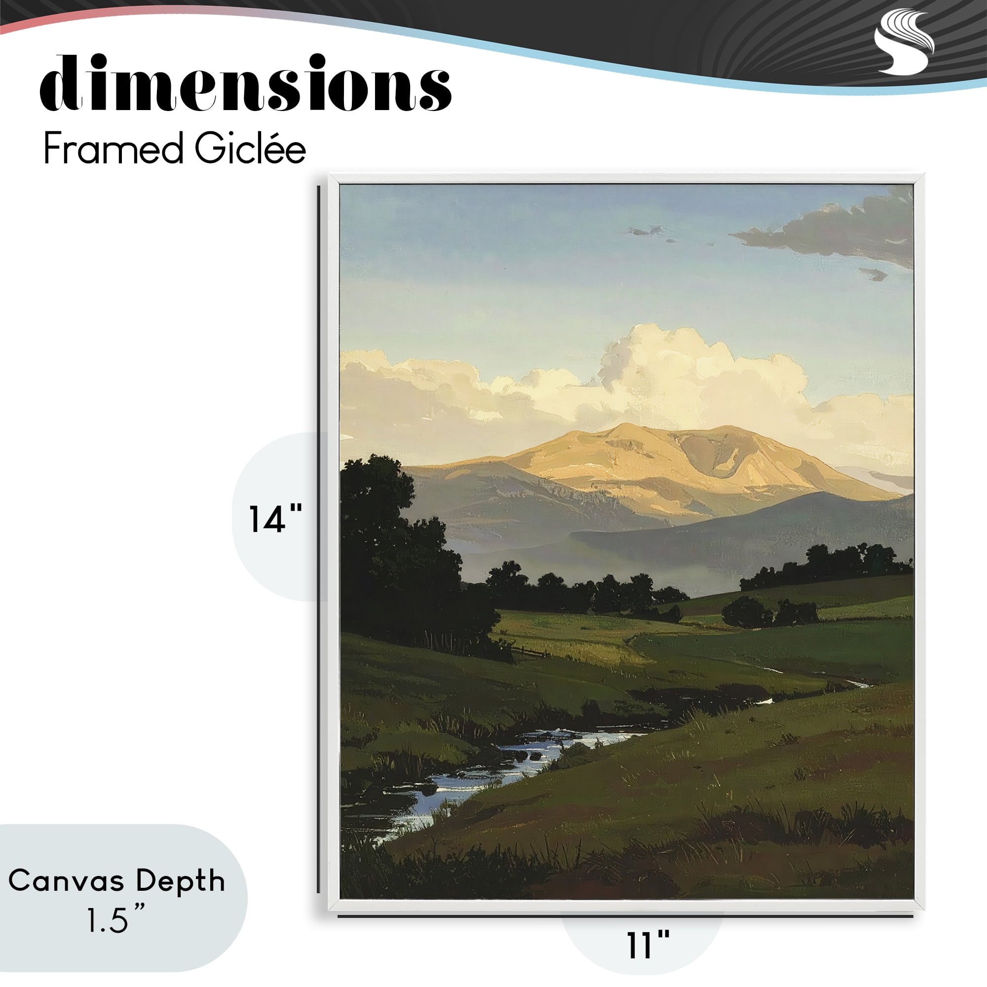 Stupell Industries Across The Valley Nature White Framed Giclee Art, design by Alonza Saunders