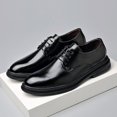 thumbnail image 5 of Men's Brown Polished Leather Plain Toe Derby Dress Shoes, 5 of 7