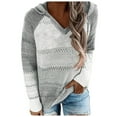 thumbnail image 1 of TINZ Manches Longues Blouse Chandail Hauts à Capuche Patchwork Mode Décontractée Col en V sous-Vêtements Thermiques pour Femmes Hauts Thermiques Manches Longues avec Design Manches Longues Thermiques pour Femmes, 1 of 5
