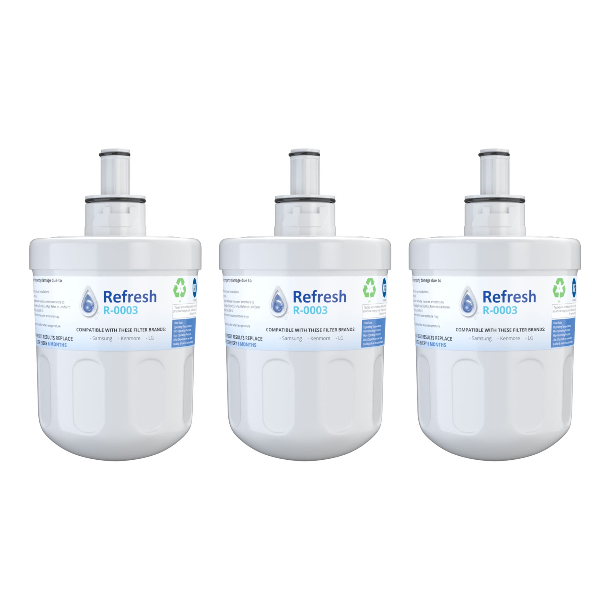 Refresh Replacement Water Filter Fits Samsung DA29-00002B Refrigerators 6 Pack 