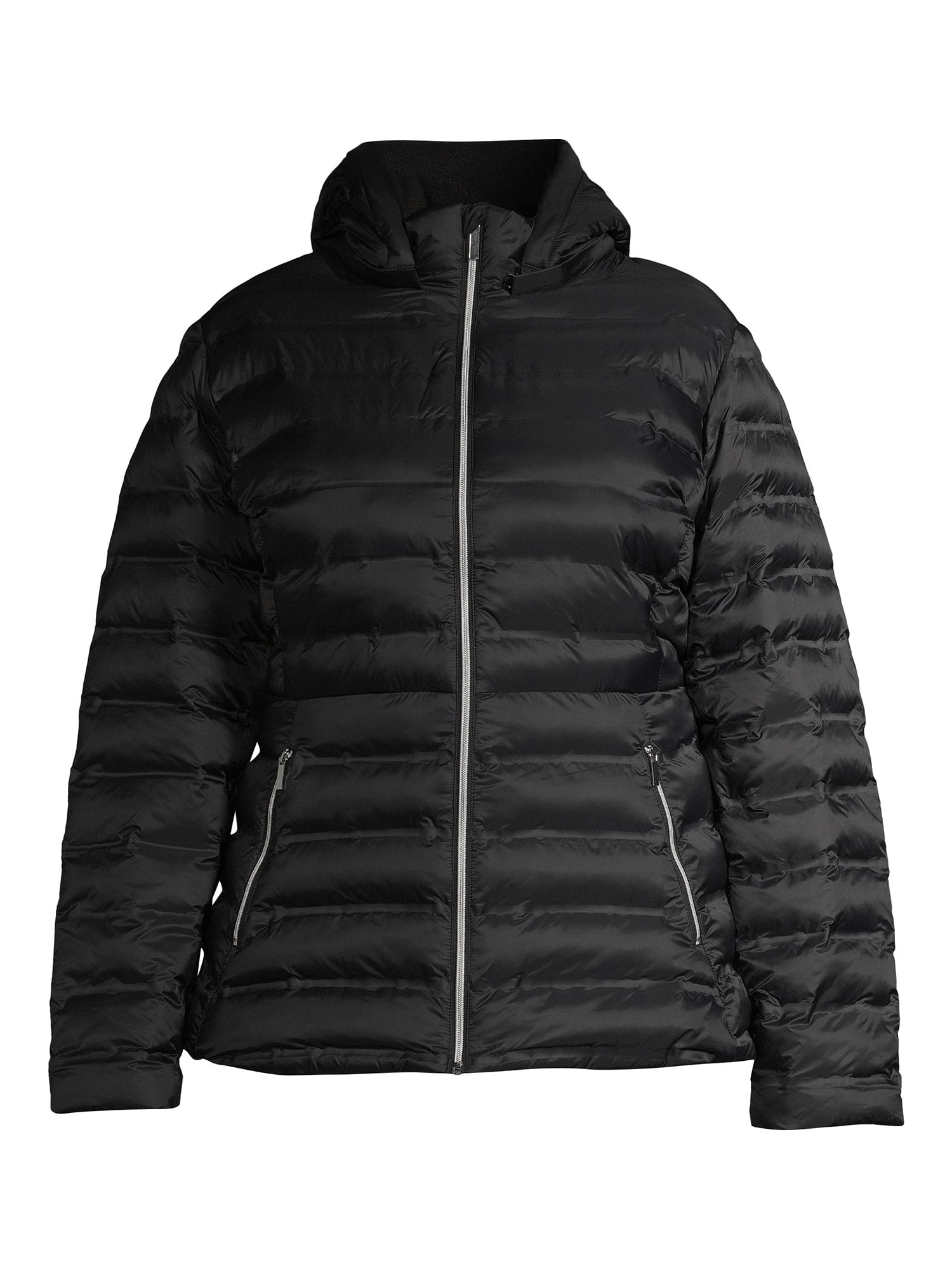 Time and Tru Women's Plus Size Packable Puffer Jacket with Hood
