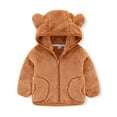 thumbnail image 3 of Frostluinai Toddler Baby Girls Boys Fleece Hoodie Jacket Coat Winter Warm Cute Bear Coat Zip Up Teddy Coat w/Pockets Winter Outwear, 3 of 4