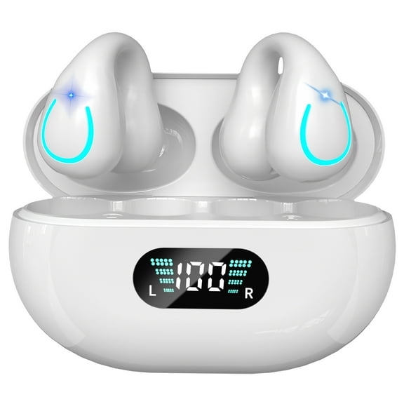 Bone Conduction Earbuds Clip on Earbuds, Open Ear Earbuds Bluetooth 5.3 for Small Ear Canals, Button Control Mini Light-Weight Clip on Headphones for Sports Running Cycling Workout